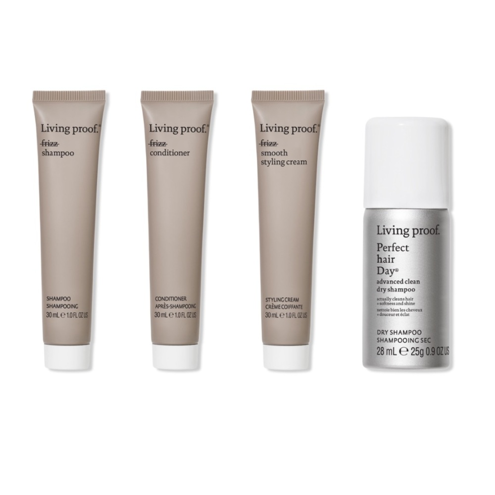 LIVING PROOF 4p No Frizz Shampoo Conditioner Smooth Styling Cream Dry Shampoo